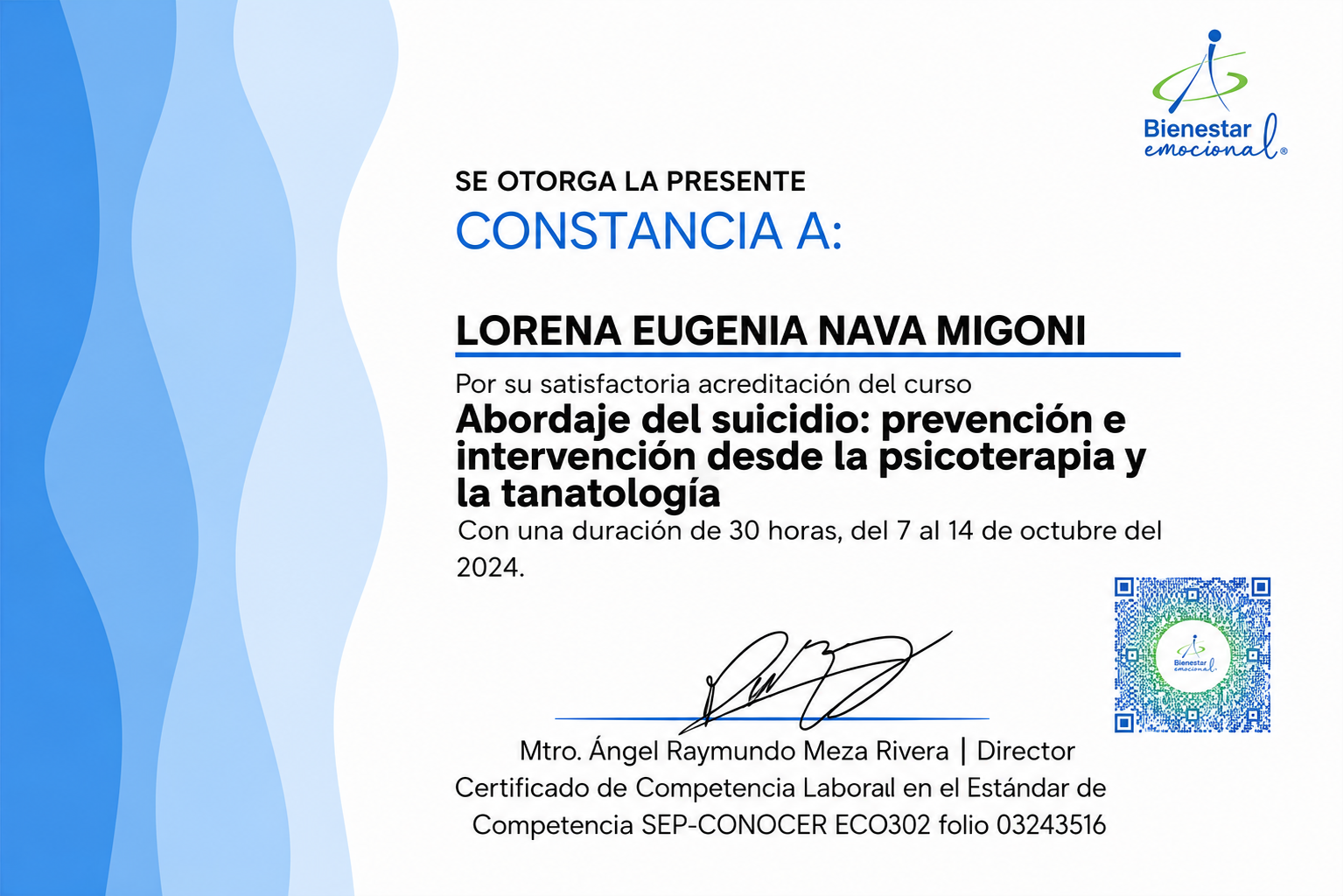 Constancia de intervención en duelo
