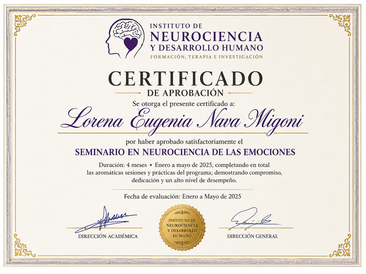 Certificado de neurociencia y desarrollo humano